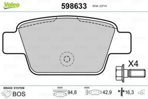 Valeo 598633 - Brzdové platničky -