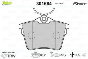 Valeo 301664 - Brzdové platničky -