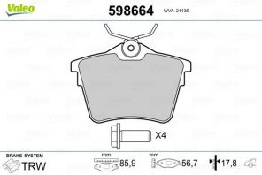 Valeo 598664 - Brzdové platničky -