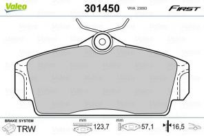 Valeo 301450 - Brzdové platničky -