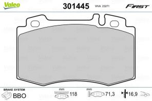 Valeo 301445 - Brzdové platničky -