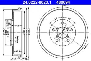 ATE 24.0222-8023.1 - Brzdový bubon -