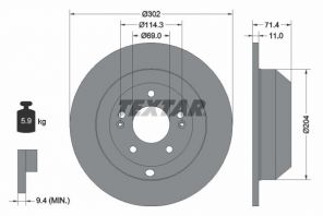 Textar 92223403 - Brzdový kotúč -