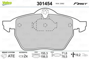 Valeo 301454 - Brzdové platničky -