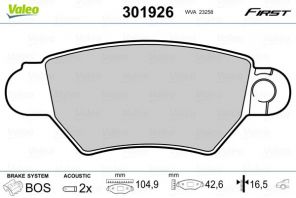 Valeo 301926 - Brzdové platničky -