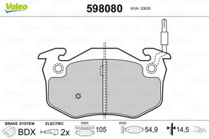 Valeo 598080 - Brzdové platničky -
