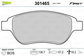 Valeo 301465 - Brzdové platničky -