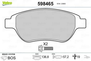 Valeo 598465 - Brzdové platničky -