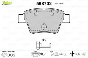 Valeo 598702 - Brzdové platničky -
