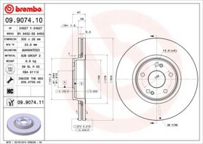 Brembo 09.9074.11 - Brzdový kotúč -