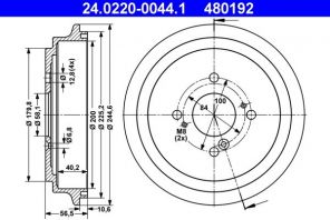 ATE 24.0220-0044.1 - Brzdový bubon -