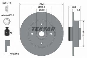 Textar 92202103 - Brzdový kotúč -