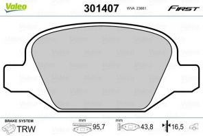 Valeo 301407 - Brzdové platničky -