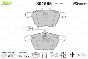 Valeo 301565 - Brzdové platničky -