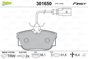 Valeo 301650 - Brzdové platničky -