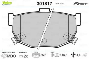 Valeo 301817 - Brzdové platničky -