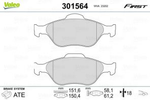Valeo 301564 - Brzdové platničky -