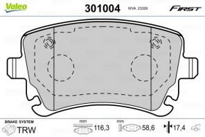 Valeo 301004 - Brzdové platničky -