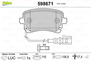 Valeo 598671 - Brzdové platničky -