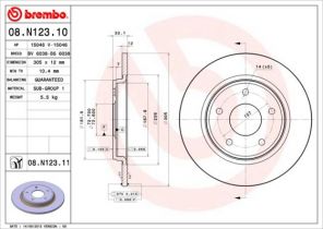 Brembo 08.N123.11 - Brzdový kotúč -