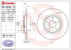 Brembo 08.N249.11 - Brzdový kotúč -