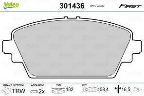 Valeo 301436 - Brzdové platničky -