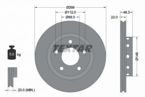 Textar 92098400 - Brzdový kotúč -