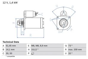 Bosch 0 986 022 121 - Štartér