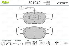 Valeo 301040 - Brzdové platničky -
