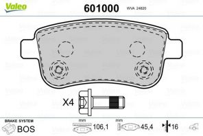 Valeo 601000 - Brzdové platničky -