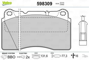 Valeo 598309 - Brzdové platničky -