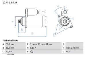 Bosch 0 986 017 000 - Štartér