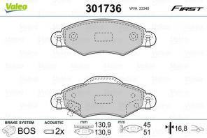 Valeo 301736 - Brzdové platničky -