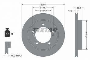 Textar 92076400 - Brzdový kotúč -