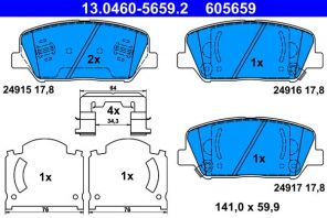 ATE 13.0460-5659.2 - Brzdové platničky -