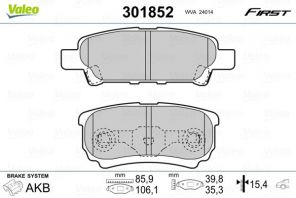 Valeo 301852 - Brzdové platničky -