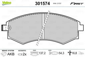 Valeo 301574 - Brzdové platničky -