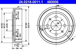ATE 24.0218-0011.1 - Brzdový bubon