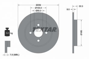 Textar 92156300 - Brzdový kotúč -