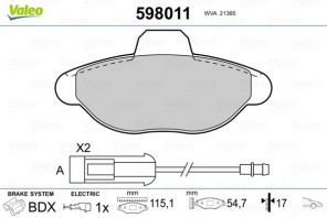 Valeo 598011 - Brzdové platničky -