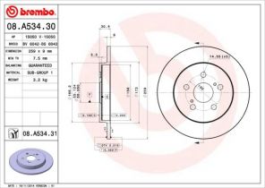 Brembo 08.A534.31 - Brzdový kotúč -