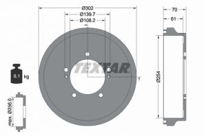 Textar 94041000 - Brzdový bubon -