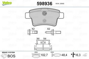 Valeo 598936 - Brzdové platničky -