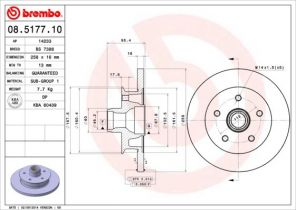 Brembo 08.5177.10 - Brzdový kotúč -