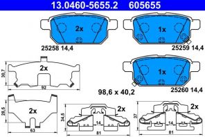 ATE 13.0460-5655.2 - Brzdové platničky -