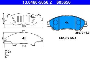 ATE 13.0460-5656.2 - Brzdové platničky -