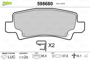 Valeo 598680 - Brzdové platničky -