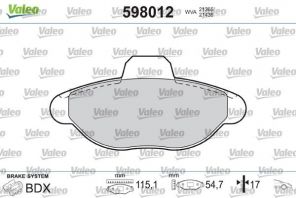 Valeo 598012 - Brzdové platničky -