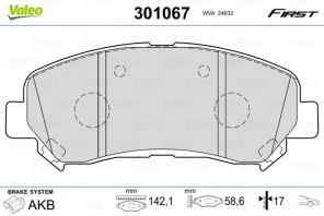 Valeo 301067 - Brzdové platničky -