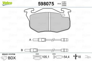 Valeo 598075 - Brzdové platničky -